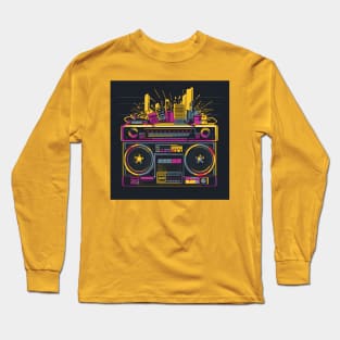 Ghetto Blaster Boom Box 80s Hip-Hop Stereo Long Sleeve T-Shirt